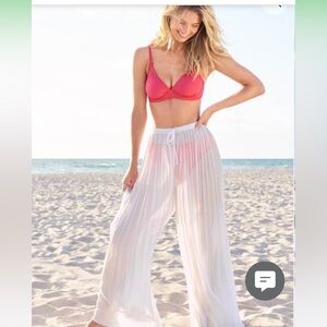 VENUS Mesh White Flare Leg Coverup Pants, size M/L